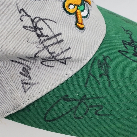 MADISON Mallards Ball Cap Gray Grn Signed Snapback 1-Sz Hat Ten Autographs Logo - Picture 6 of 14